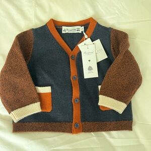 Navy and Brown Kids Cardigan
